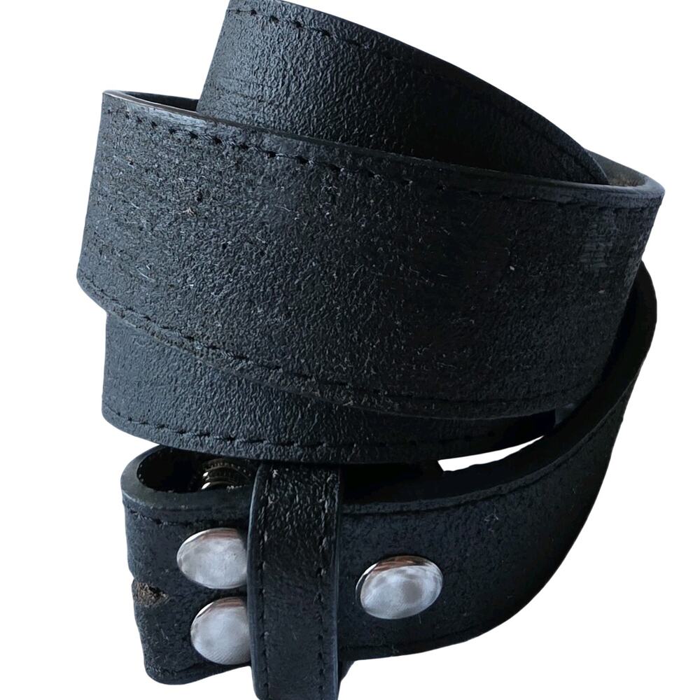 Belt Black Leather Mens 44 Made in MEXICO No Buckle NEW Jeans Denim Heavy 1.5"